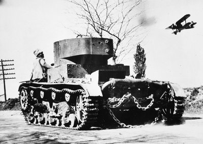 Ein loyalistischer Panzer fährt an die Frontlinie, Madrid von Unbekannt Unbekannt